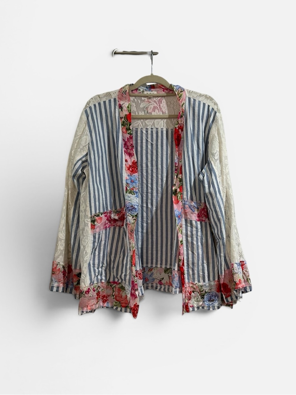 POL Stripe Floral Lace - Open Cardigan Small - Picture 5 of 8